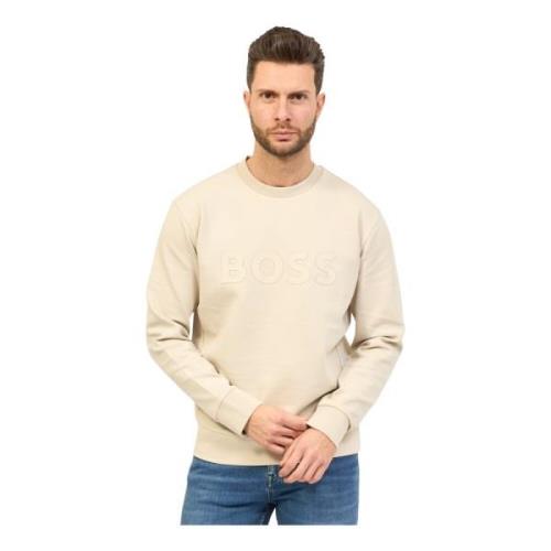 Beige Sweater med Trykt Logo