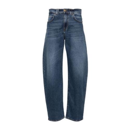 Blå Jeans med Vid Ben og Faded Effekt