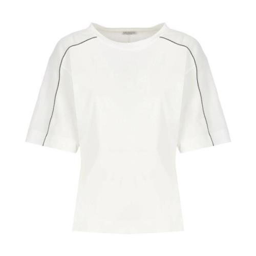 Hvid Bomuld T-shirt med Messingdetaljer