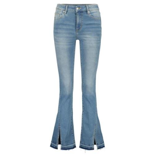 Højtaljede bootcut jeans med split