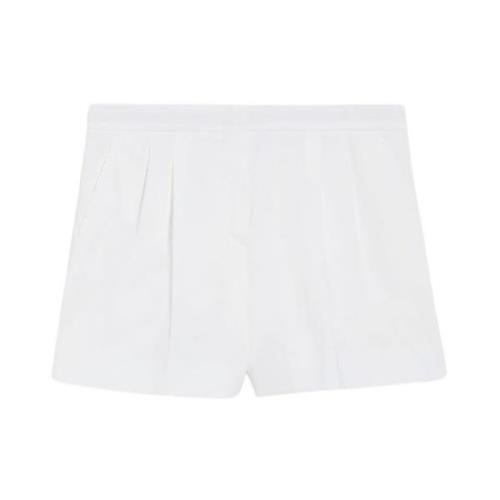Hvide Shorts i Strækbart Bomuld