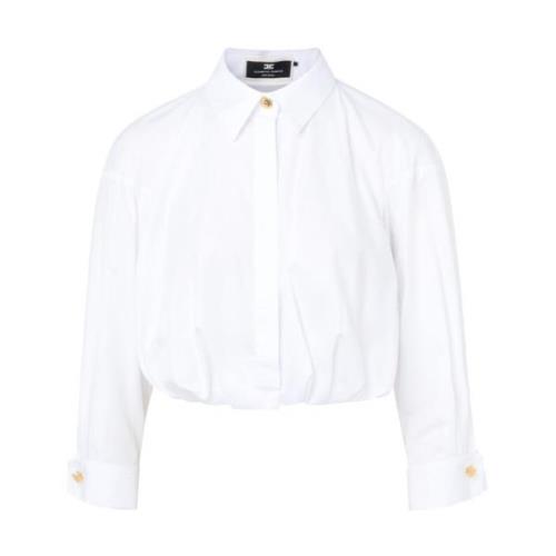 Hvid Cropped Skjorte i Bomuldspoplin
