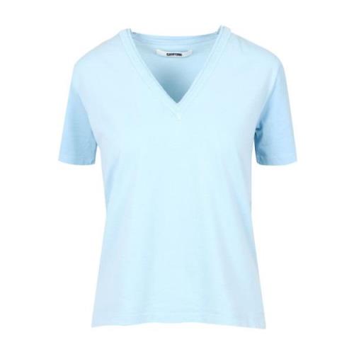 Lysblå V-Hals Bomuld T-Shirt