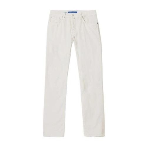 Hvide Knækkede Twill Bomulds Jeans