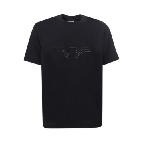Sort Crew-neck T-shirt med Ørne Logo