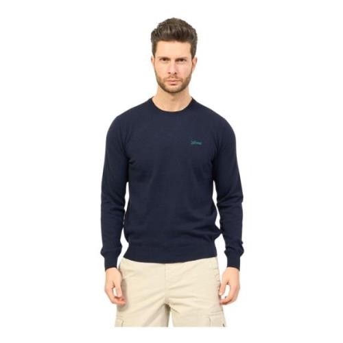 Blå Bomuldssweater Slim Fit
