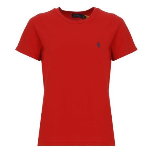 Rød bomuld T-shirt med broderet Pony-logo