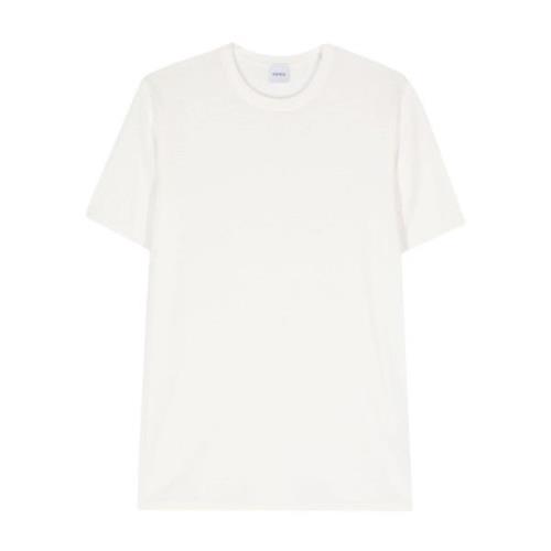 Hvid Bomuld T-shirt med Ribkanter