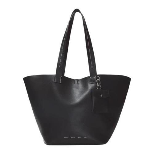 Elegant sort lædertaske med aftagelig pung