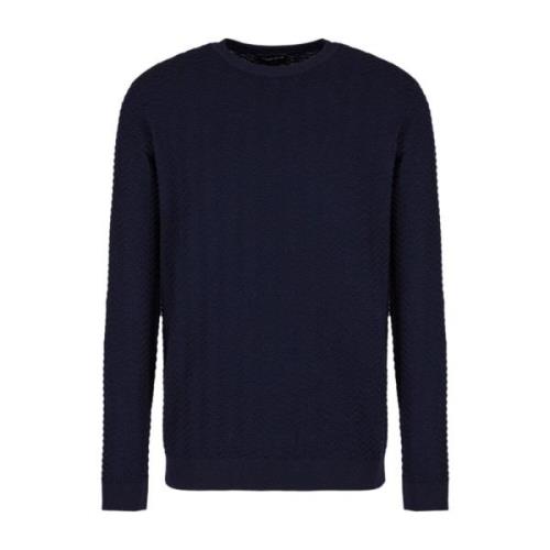 Blå Geometrisk Relief Sweater