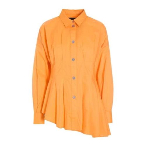 Kerne Bomuld Asymmetrisk Skjorte Solnedgang Orange