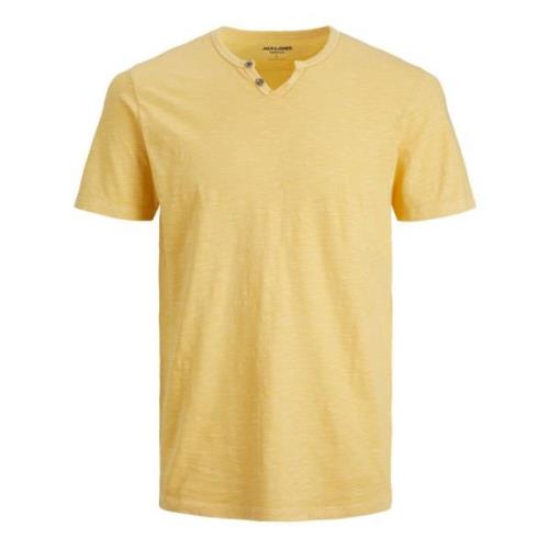 Slub Fabric T-Shirt med Split Neck