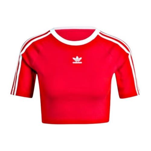 Rød Crop T-shirt med Hvid Trifoil Logo