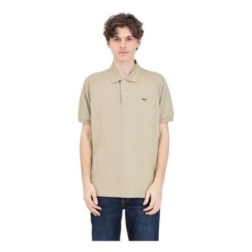 Beige Polo Shirt Krokodille Logo Patch