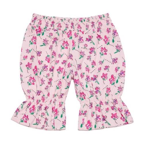 Brede ben bukser med pink blomster