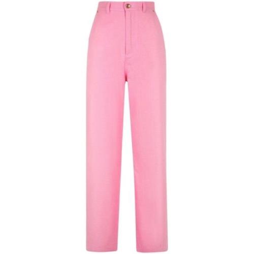 Rose Pink Bomuld Appliqué Logo Jeans