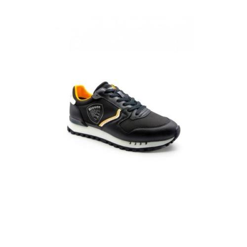 Sort og Orange Læder Sneakers S4DIXON02