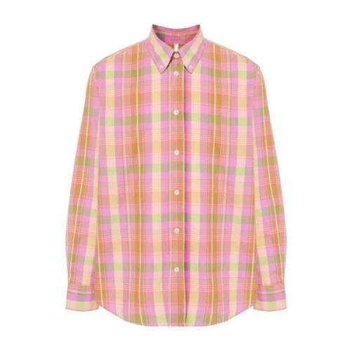 Pink Check Button Down Skjorte