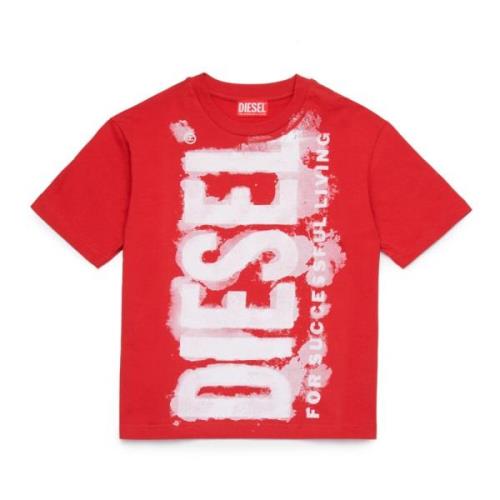 Crew-Neck Jersey T-Shirt Med Vandfarve Effekt Logo
