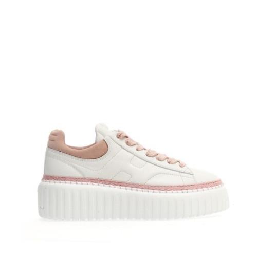 Bianco Læder Sneakers med Pink Indsætninger