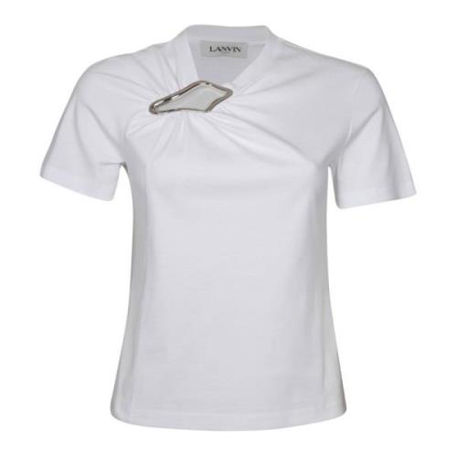 Optisk Hvid Bomuld T-shirt