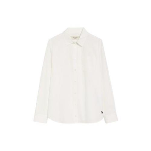 Hvid Stribet Bomuldsskjorte