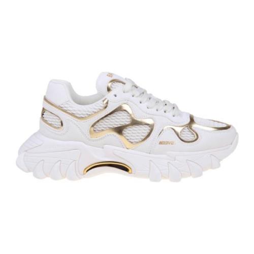 Hvide/Guld Læder Sneakers