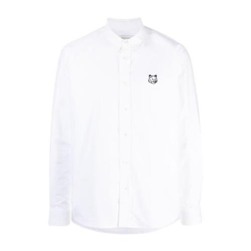 Hvid Oxford Bomuld Skjorte med Fox Logo Broderi