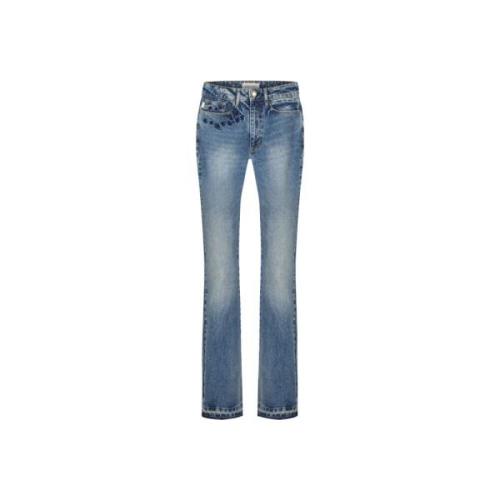 Flared Bootcut Denim Bukser med Broderede Detaljer