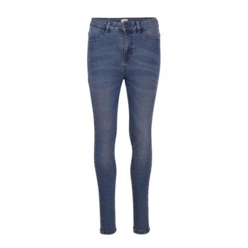 Skinny-Fit Højtalje Jeans, Klassisk Blå Vask