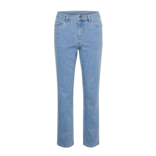 Lysblå Vasket Denim Straight Jeans