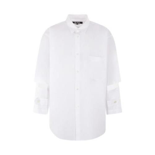 Hvid Skjorte i Bomuld med Cut-Out Ærmer
