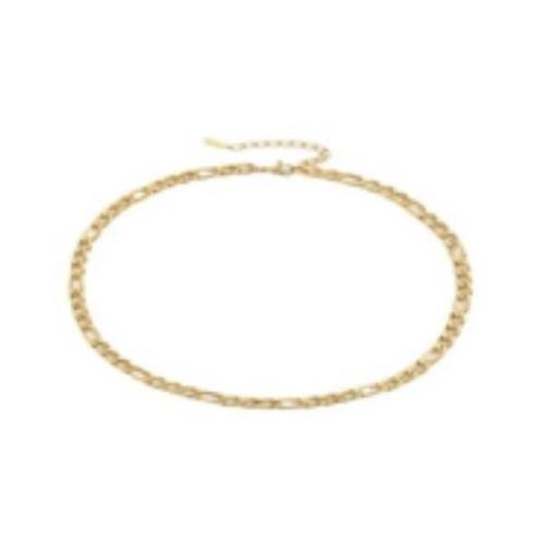 Passion Waterproof Figaro Chain Necklace 18K Gold Plating