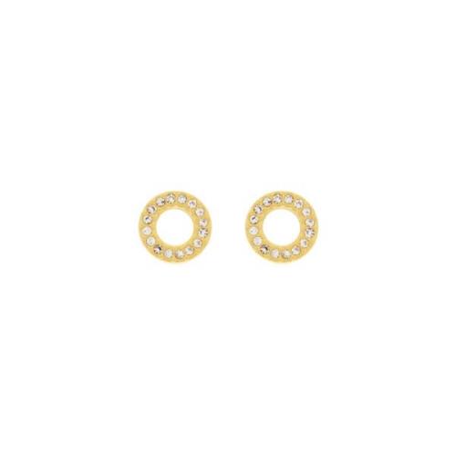 Joy Waterproof Clear CZ Circle Earrings 18K Gold Plating