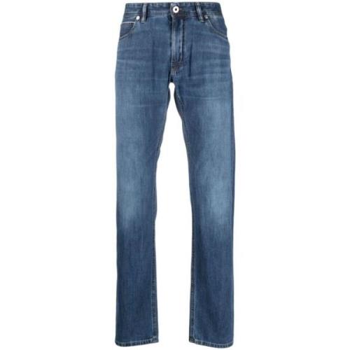 Blå Straight Jeans Casual Stil