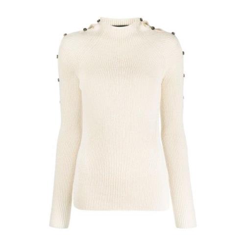 Beige Rib Turtleneck Sweater