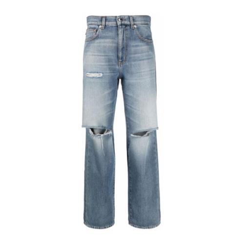 Blå Straight Jeans Casual Stil