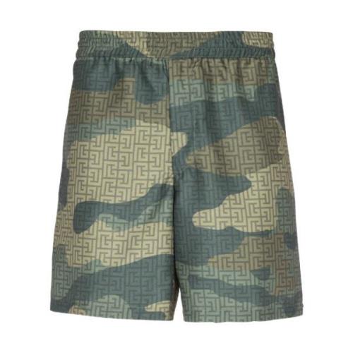 Camouflage monogrammed Shantung shorts