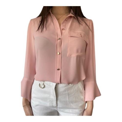 Pink Georgette Skjorte med Klassisk Krave