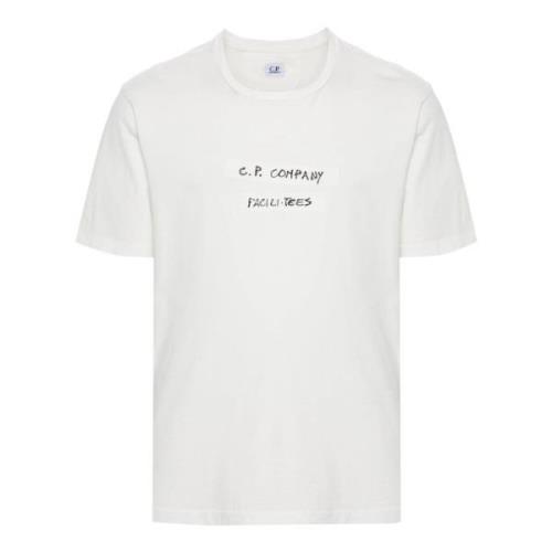 Hvid Bomuld Logo Print T-shirt