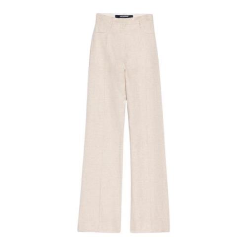 Beige Wide Leg Linen Pants