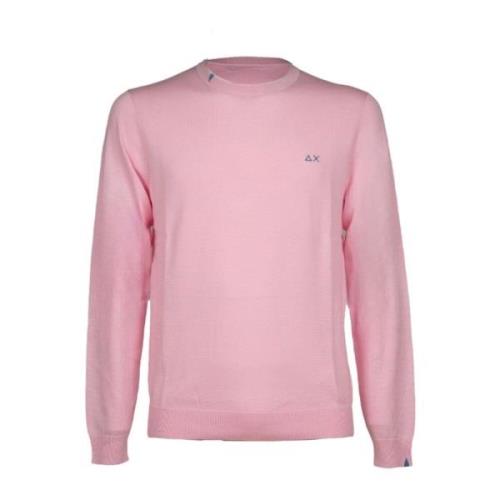Solid Pink Bomuld Crewneck Skjorte