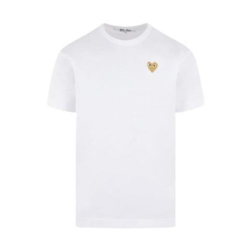 Hvid T-shirt med hjerte logo patch