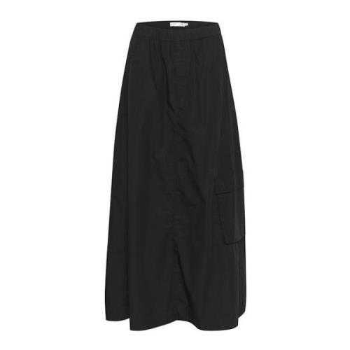 Sort A-line Nederdel med Oversize Lomme