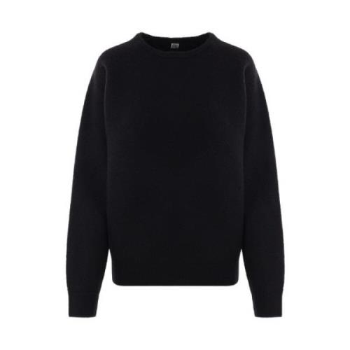 Sort Uld Ribbet Sweater Pullover