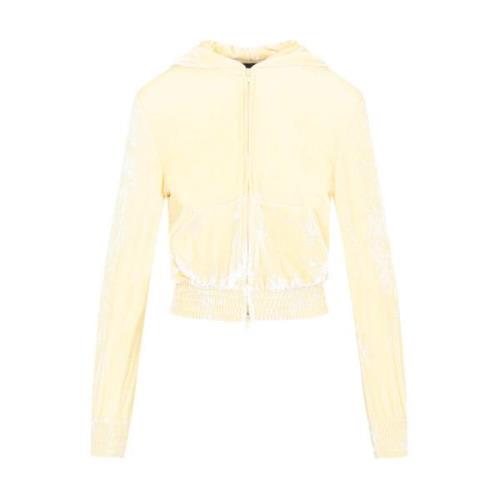 Creme Fitted Zip-Up Hoodie