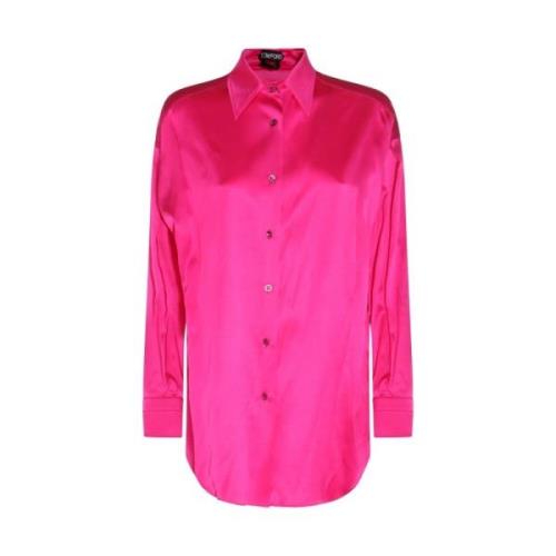 Hot Pink Silkeblandings Skjorte