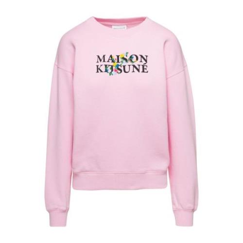 Pink Logo Print Crewneck Sweatshirt