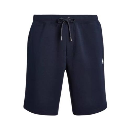 Marineblå Polo Shorts med Broderet Logo