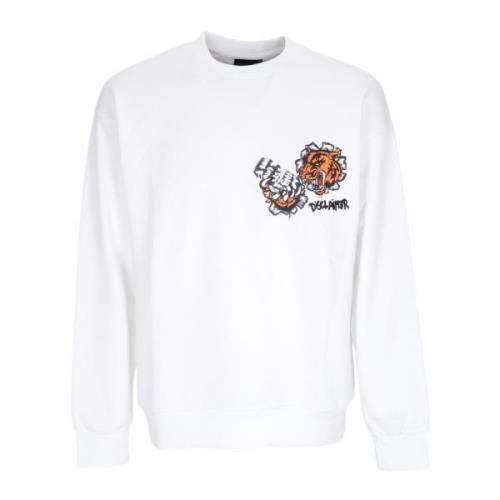Tiger Crewneck Sweatshirt Hvid Streetwear